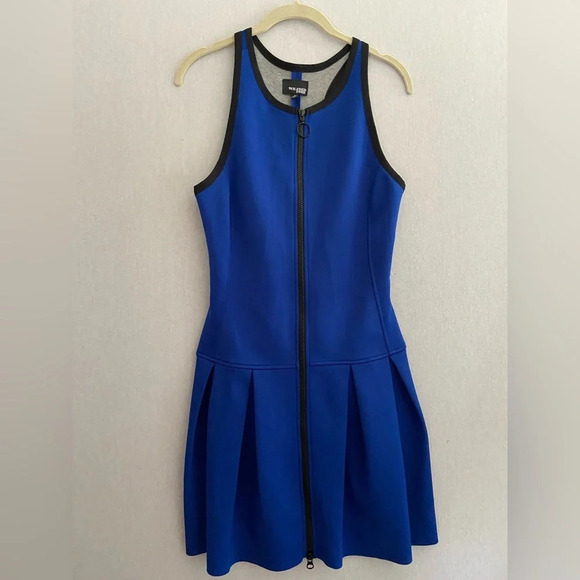 Wilfred Free Aritzia blue full zip up scuba dress Sz 6 - Picture 1 of 8